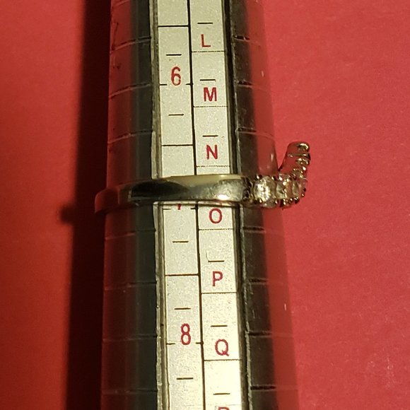 Vintage 925 V Ban 9 Stone CZ Diamond Ring - Picture 5 of 7